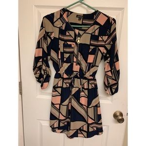 Roll up sleeve pattern dress